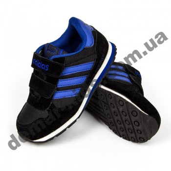 Детские кроссовки Adidas микропора черно-синие