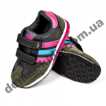 Детские кроссовки Adidas микропора серо-розовая