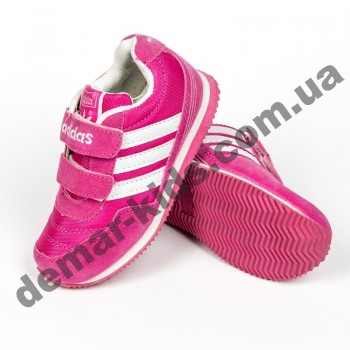 Детские кроссовки Adidas микропора малиново-белые