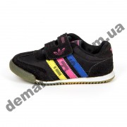 Детские кроссовки Adidas черные цветные полоски ( полиуретан )
