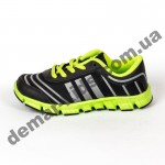 Детские кроссовки Adidas черно-зеленые шнурок