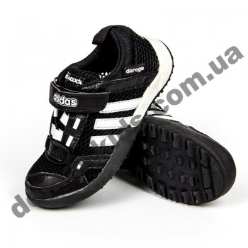 Детские кроссовки Adidas Daroga черно-белые сквозная сетка 