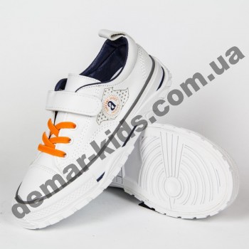 Детские кроссовки кеды Apawwa VC74-1 WHITE бело-оранжевые 25-30