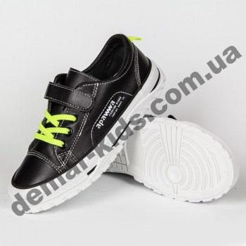 Детские кроссовки кеды Apawwa VC73-1 BLACK черно-зеленые 31-36