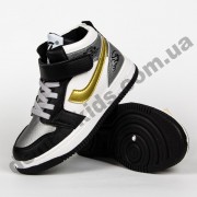 Детские высокие кроссовки хайтопы Clibee P693 BLACK/SILVER 26-31