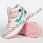 Детские высокие кроссовки хайтопы Clibee P693 PINK/WHITE  26-31