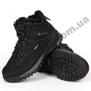 Детские зимние ботинки Clibee черные шнурок ( 32-37 )