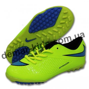 Детские футбольные сороконожки Nike Hypervenom зеленые