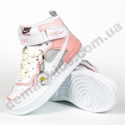 Детские высокие кроссовки хайтопы Nike B53-7 пудра 27-32
