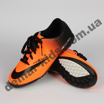 Детские футбольные сороконожки Nike оранжево-черные - 2