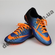 Детские футбольные сороконожки Nike сине-оранжевые - 2