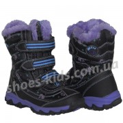 Детские термоботинки SUPER GEAR А 9419 / A 9298 (черно-фиолетовые)