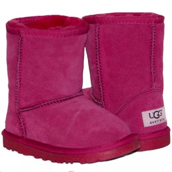 Детские угги UGG  KIDS CLASSIC SHORT (малиновый замш )