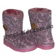 Детские угги UGG  KIDS CLASSIC SHORT (розовый огурец пуговица )