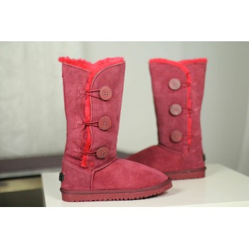 Подростковые / женские угги UGG Classic Tall пуговицы ( бордо )
