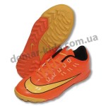 Детские футбольные сороконожки Nike Mercurial оранжево-желтые