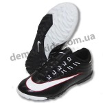 Детские футбольные сороконожки Nike Mercurial черно-белые