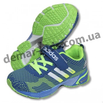 Детские кроссовки Adidas Marathon flyknit сине-зеленые-2 