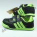 Детские кроссовки Adidas черно-зеленые ( сквозная сетка )