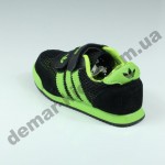 Детские кроссовки Adidas черно-зеленые ( сквозная сетка )