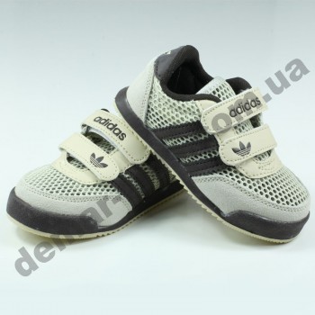Детские кроссовки Adidas бежево-коричневые ( сквозная сетка )
