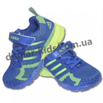 Детские кроссовки Adidas Marathon flyknit сине-зеленые
