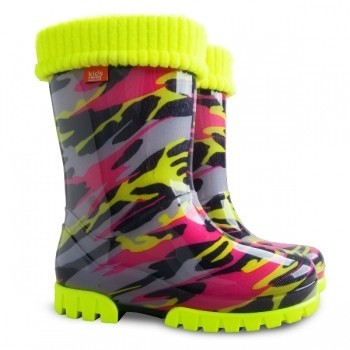 Резиновые сапоги DEMAR TWISTER LUX FLUO e ( мозаика черно-розовая )